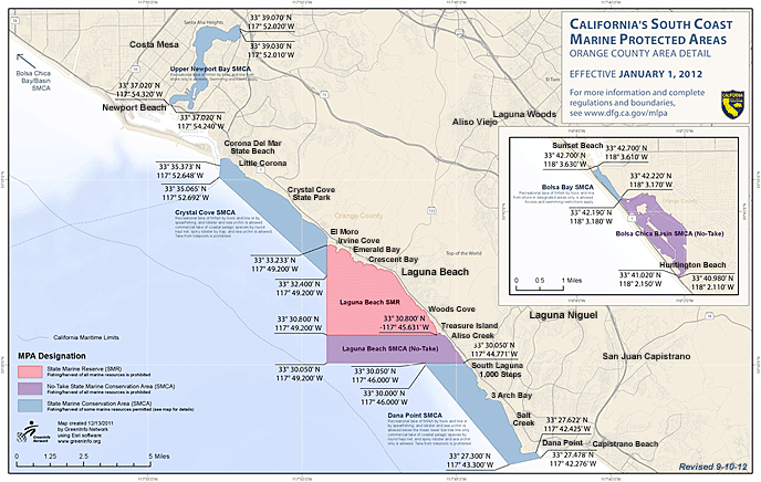 Map of California's South Coast Marine Protected Areas - Orange County Area Detail